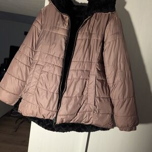 Women's Pink And Black Reversible Jacket